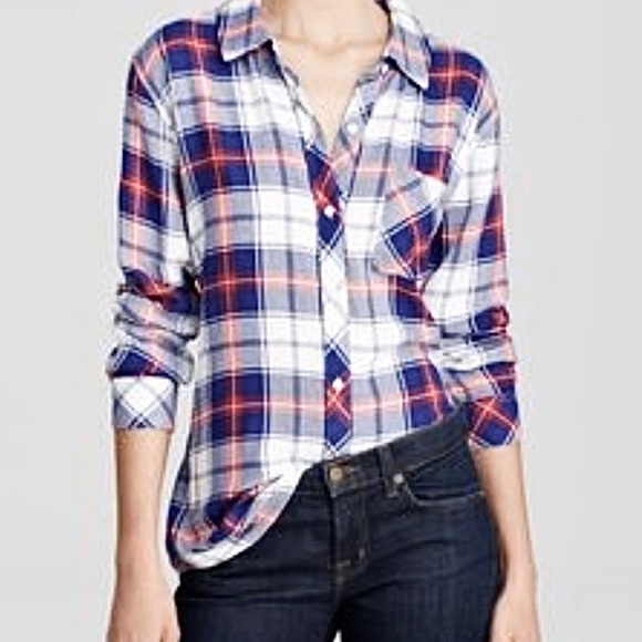 Rails Blue, Red and White Plaid Flannel Shirt XS - Picture 1 of 8